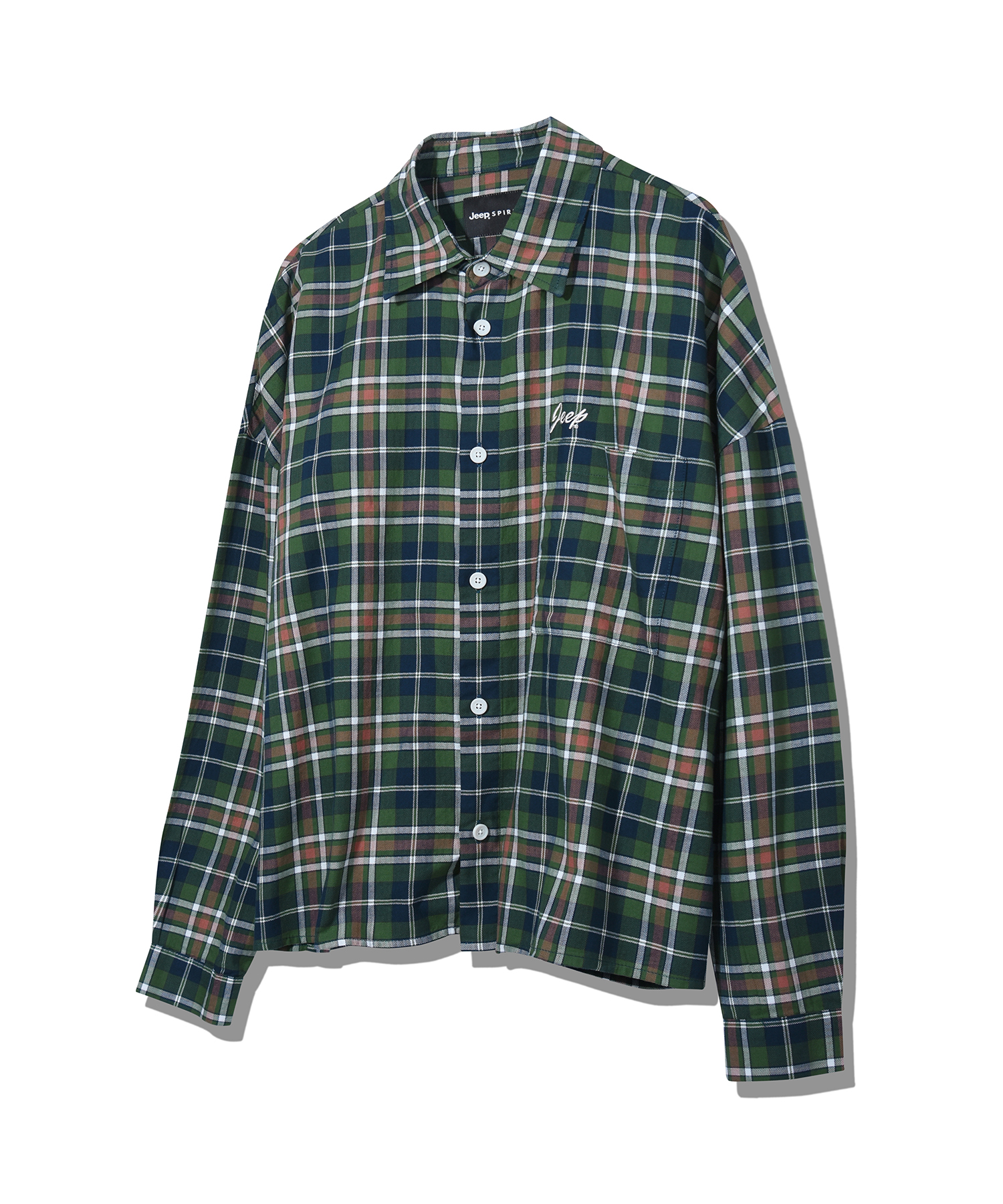 Square Out Pocket Check Shirt  (JO3SHF101GN)